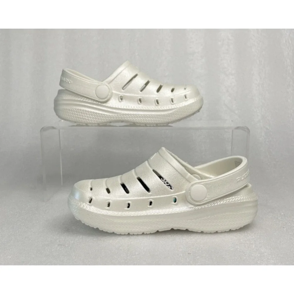 Rugged Shark Eva White Pearl Clogs Slip on Sandals Toddler Girls Size 7 NEW